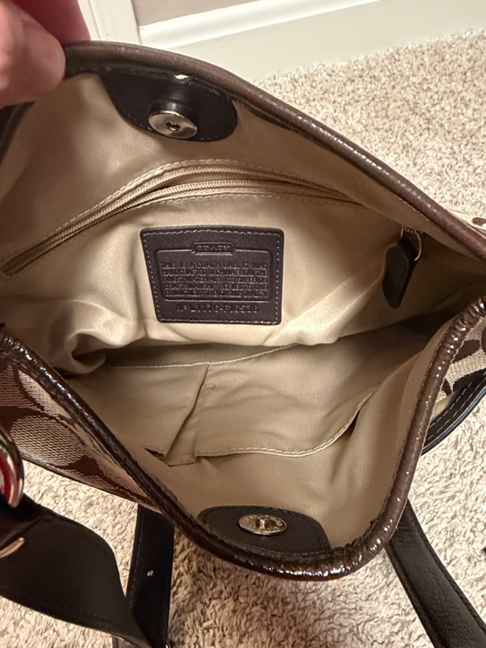 Coach Signature Canvas Shoulder Bag in Brown and Tan - Picture 5 of 8